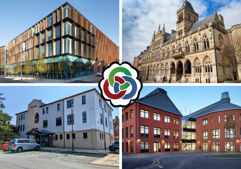 Photo collage of four West Northants Council buildings