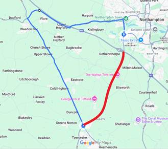 A map with a route AI-generated content may be incorrect.