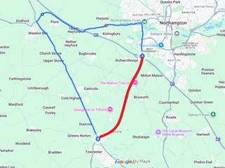 A map with a route AI-generated content may be incorrect.